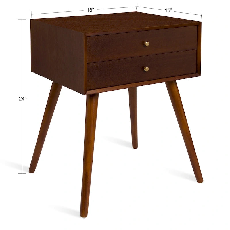 Kate and Laurel Finco Nightstand Side Table with 2 Drawers