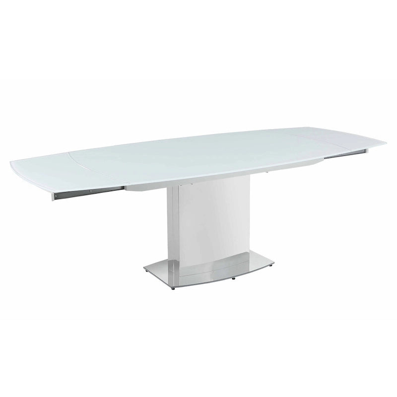 Somette Contemporary Extendable White Glass Dining Table