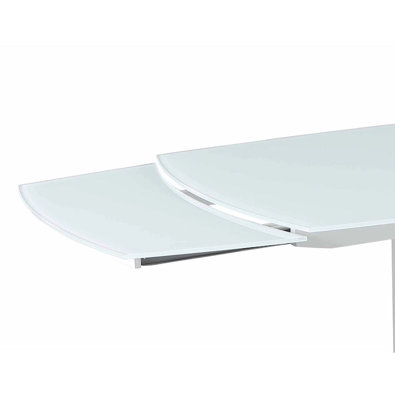 Somette Contemporary Extendable White Glass Dining Table