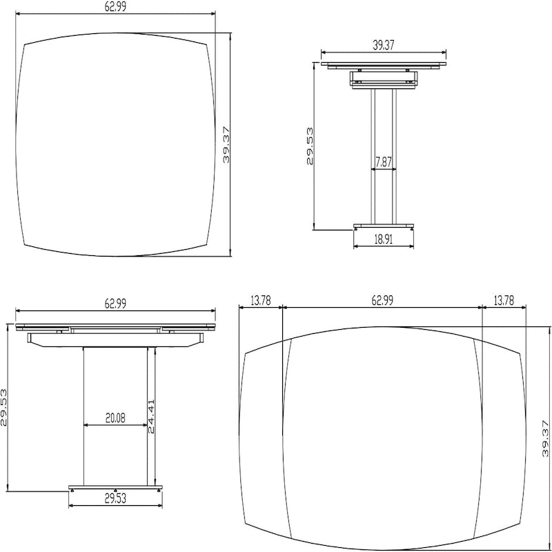Somette Contemporary Extendable White Glass Dining Table