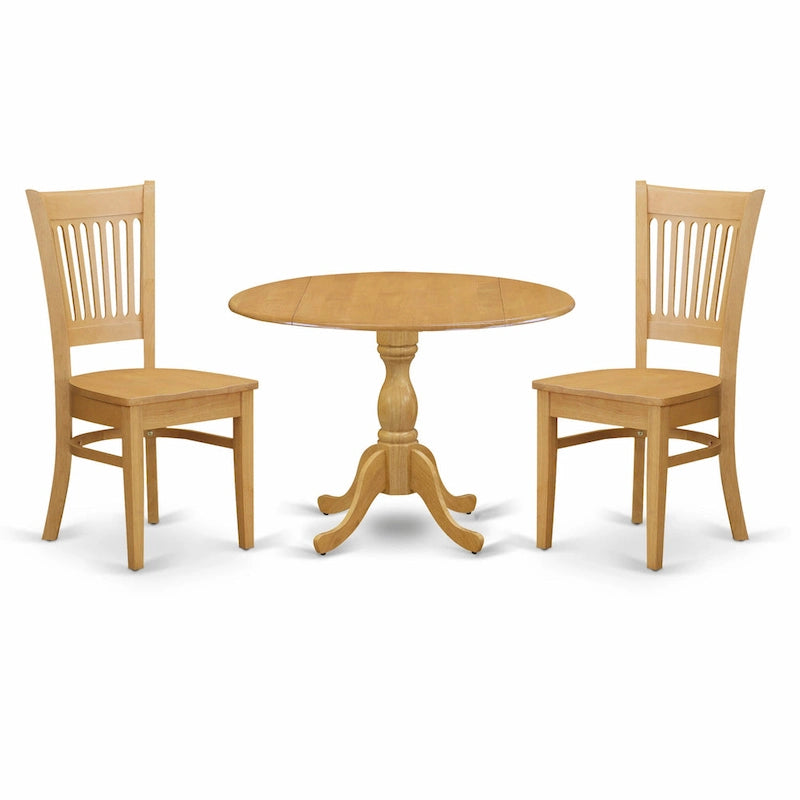 East West Furniture Dinette Set Contains a Round Dining Table with Dropleaf and Dining Room Chairs, (Pieces & Seat Options)