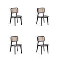 Manhattan Comfort Versailles Square Dining Chair in Black and Natural Cane - Set of 2