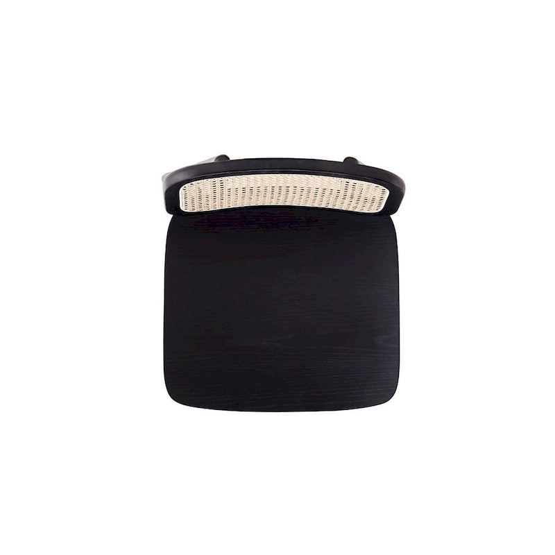 Manhattan Comfort Versailles Square Dining Chair in Black and Natural Cane - Set of 2