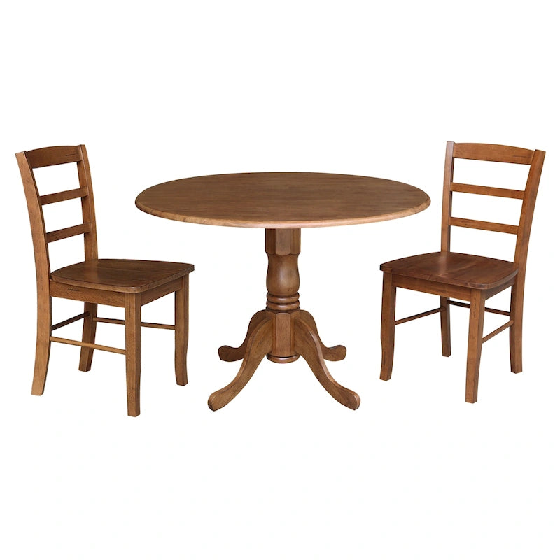 42 Dual Drop Leaf Pedestal Dining Table with Madrid Ladderback Chairs - Dining Set