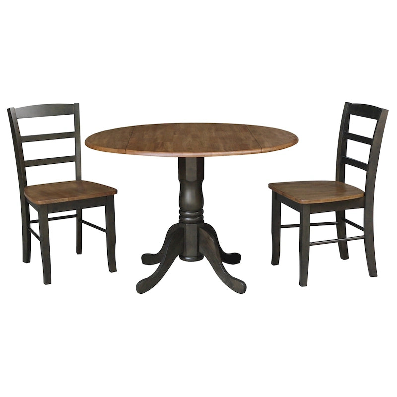 42 Dual Drop Leaf Pedestal Dining Table with Madrid Ladderback Chairs - Dining Set