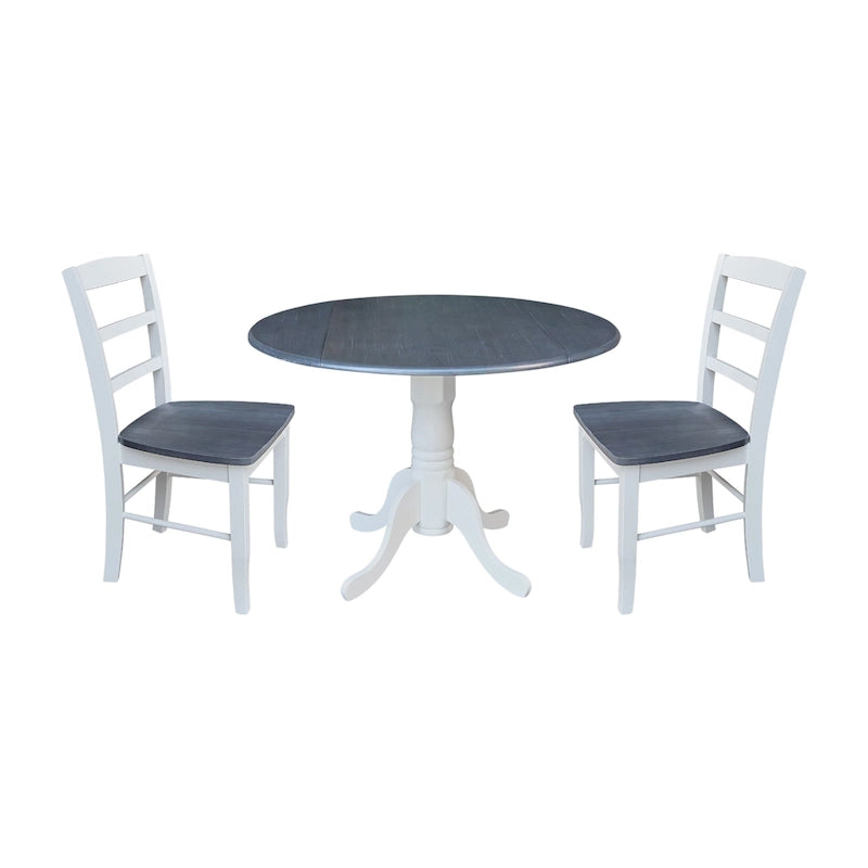 42 Dual Drop Leaf Pedestal Dining Table with Madrid Ladderback Chairs - Dining Set