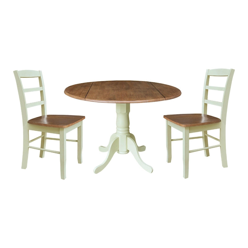 42 Dual Drop Leaf Pedestal Dining Table with Madrid Ladderback Chairs - Dining Set
