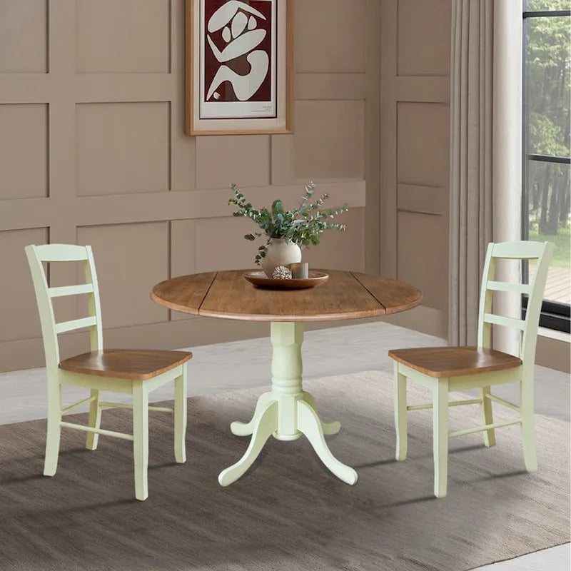 42 Dual Drop Leaf Pedestal Dining Table with Madrid Ladderback Chairs - Dining Set