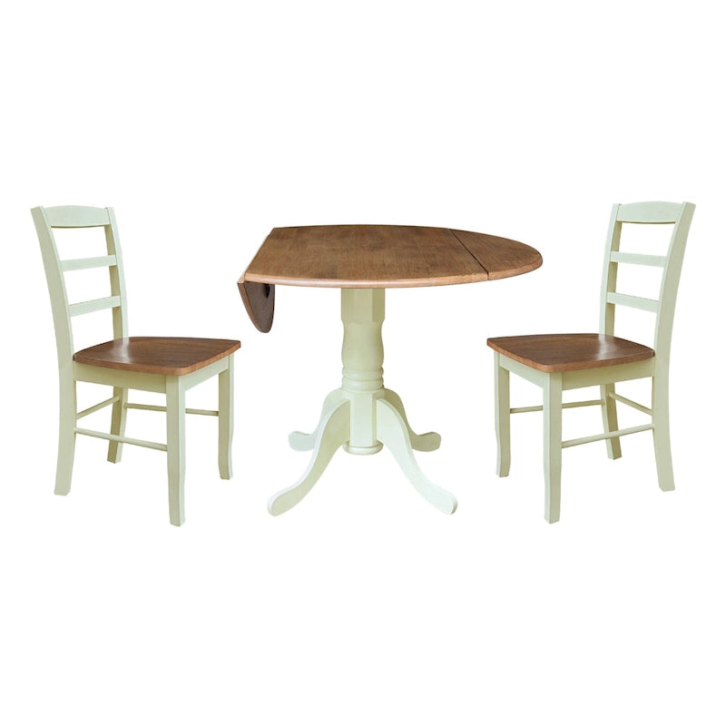 42 Dual Drop Leaf Pedestal Dining Table with Madrid Ladderback Chairs - Dining Set