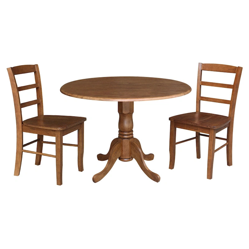 42 Dual Drop Leaf Pedestal Dining Table with Madrid Ladderback Chairs - Dining Set