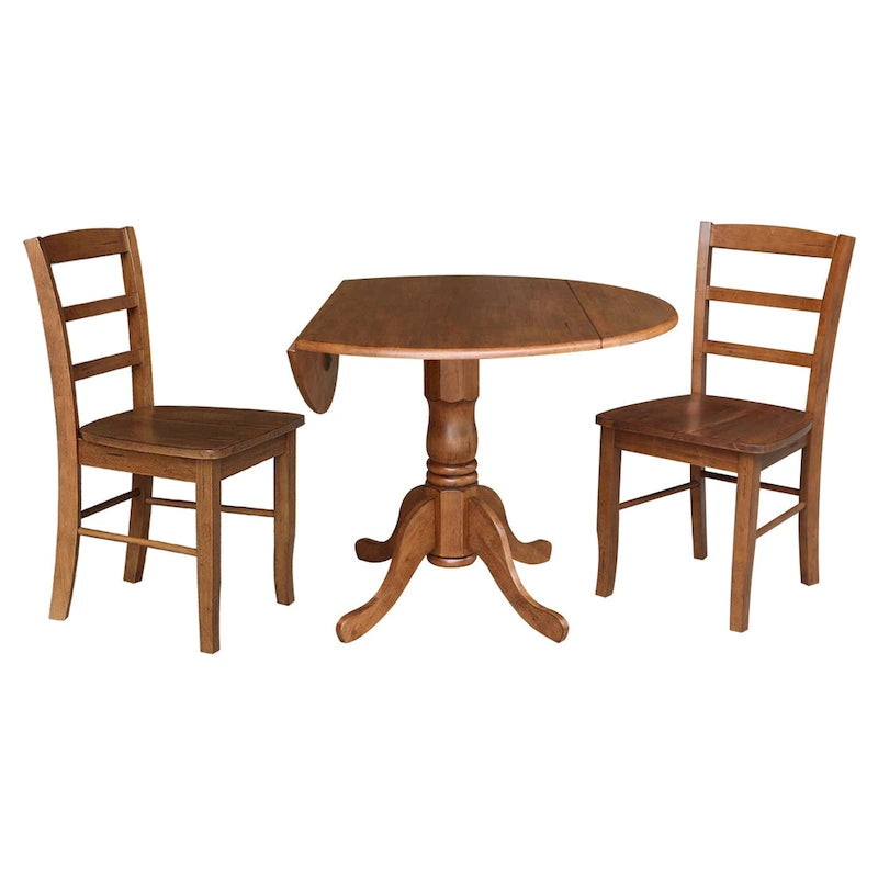 42 Dual Drop Leaf Pedestal Dining Table with Madrid Ladderback Chairs - Dining Set