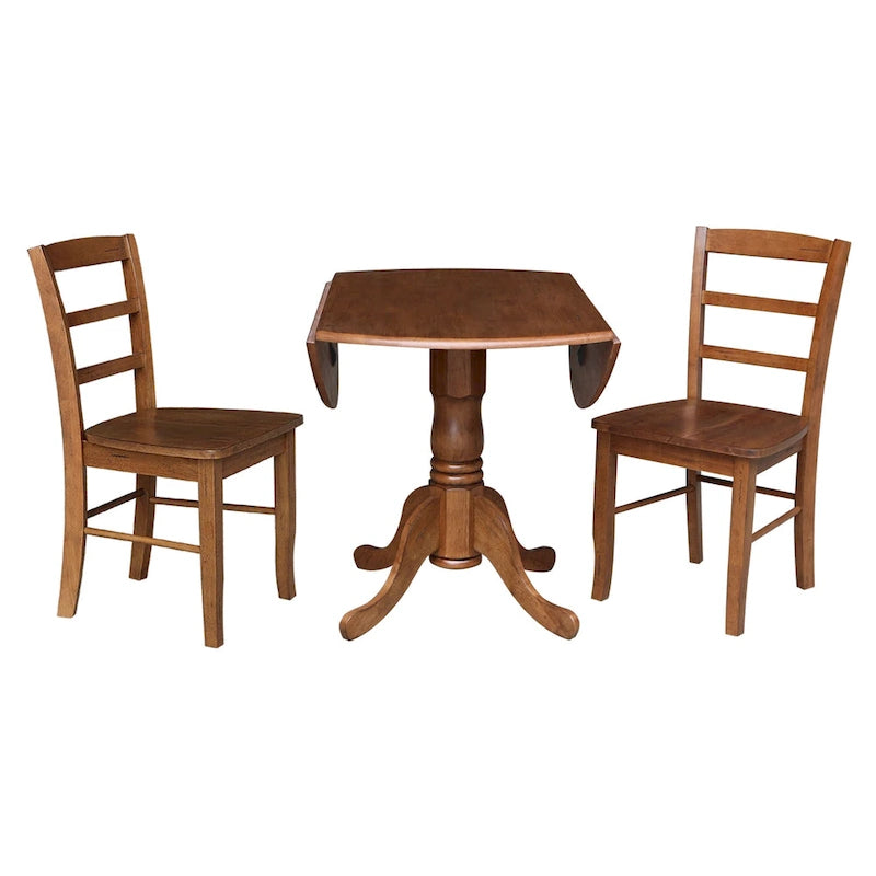 42 Dual Drop Leaf Pedestal Dining Table with Madrid Ladderback Chairs - Dining Set