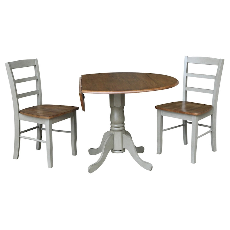 42 Dual Drop Leaf Pedestal Dining Table with Madrid Ladderback Chairs - Dining Set