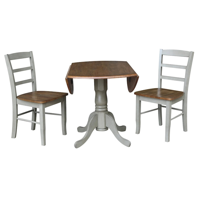 42 Dual Drop Leaf Pedestal Dining Table with Madrid Ladderback Chairs - Dining Set