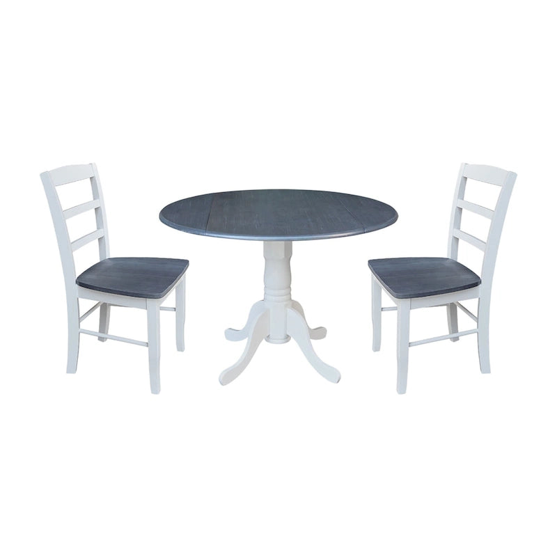 42 Dual Drop Leaf Pedestal Dining Table with Madrid Ladderback Chairs - Dining Set