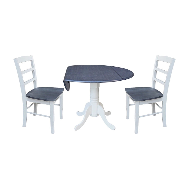 42 Dual Drop Leaf Pedestal Dining Table with Madrid Ladderback Chairs - Dining Set