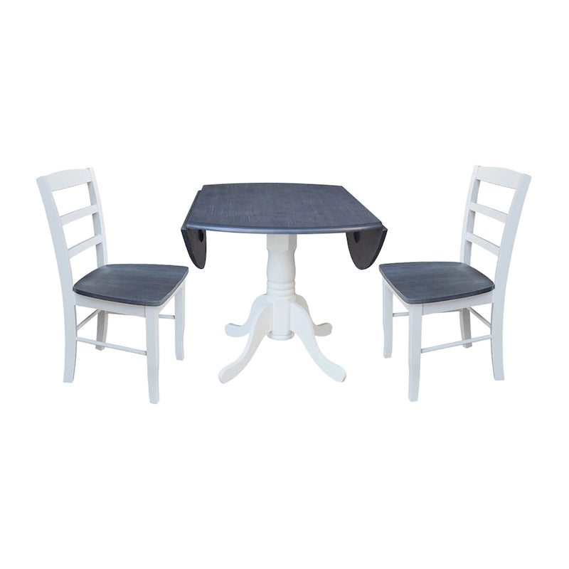 42 Dual Drop Leaf Pedestal Dining Table with Madrid Ladderback Chairs - Dining Set
