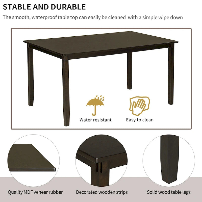 Nestfair 6-Piece Dining Table Set with 4 Fabric Chairs and Bench