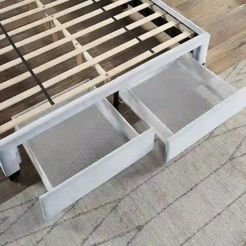 Honeycomb Modern Grey Velvet Headboard Storage Guest Bed by Furniture of America