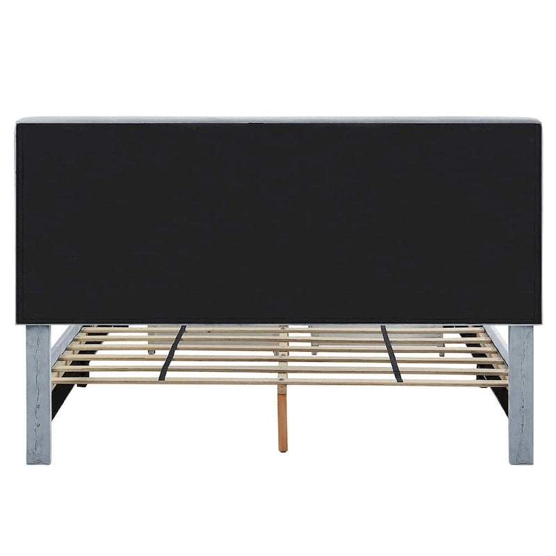 Honeycomb Modern Grey Velvet Headboard Storage Guest Bed by Furniture of America