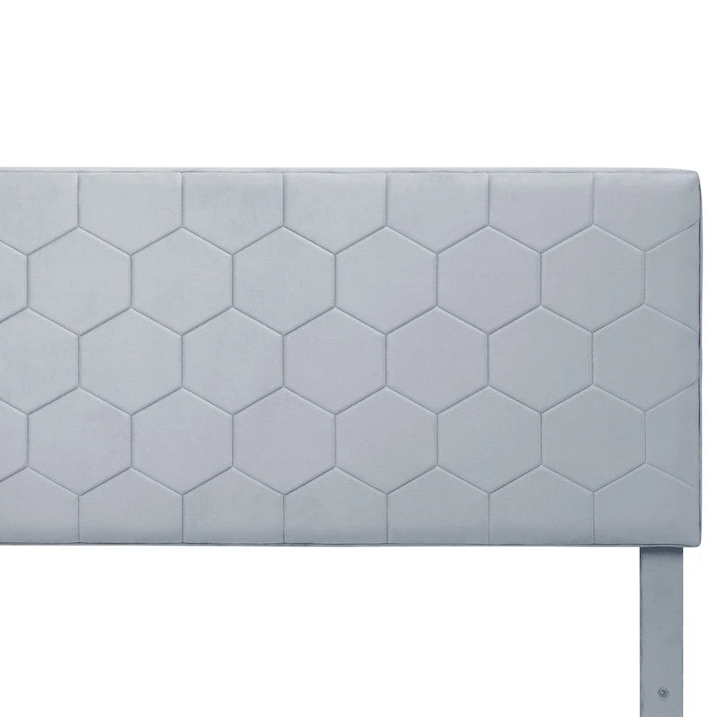 Honeycomb Modern Grey Velvet Headboard Storage Guest Bed by Furniture of America