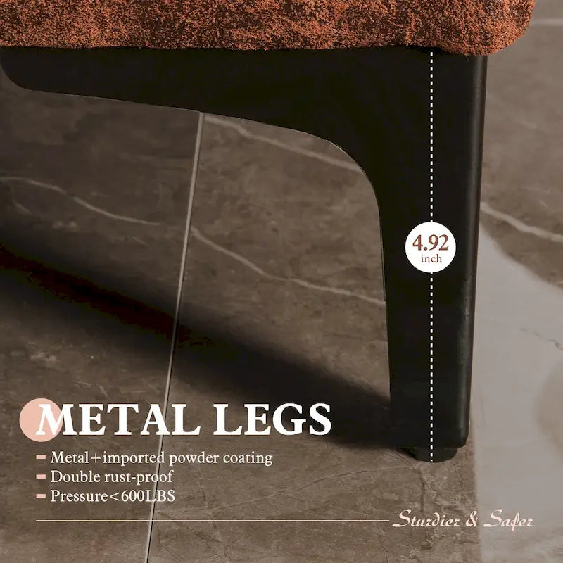 OVIOS Mid-Century Suede Reversible Chaise Sofa With Metal Legs