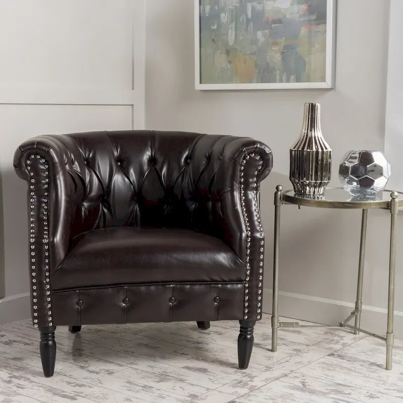 Akira Tufted Bonded Leather Club Chair by Christopher Knight Home