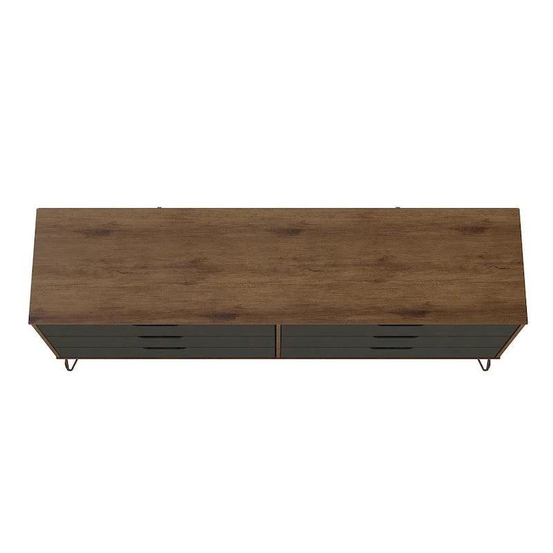 Manhattan Comfort Rockefeller 6-Drawer Double Low Dresser with Metal Legs
