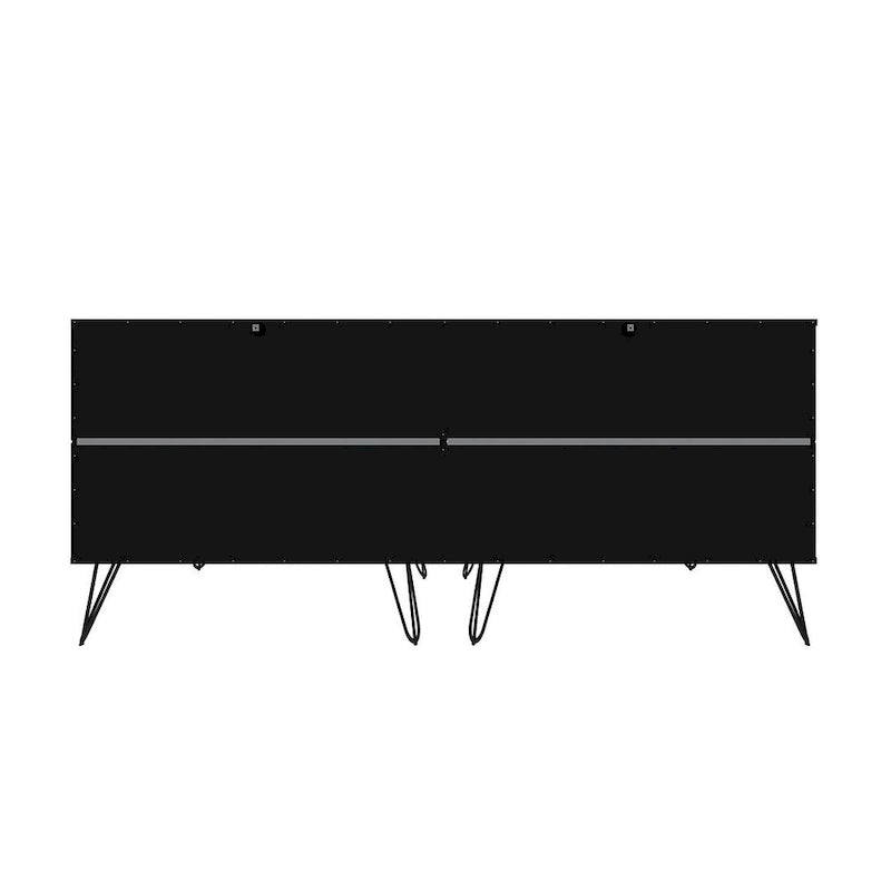 Manhattan Comfort Rockefeller 6-Drawer Double Low Dresser with Metal Legs