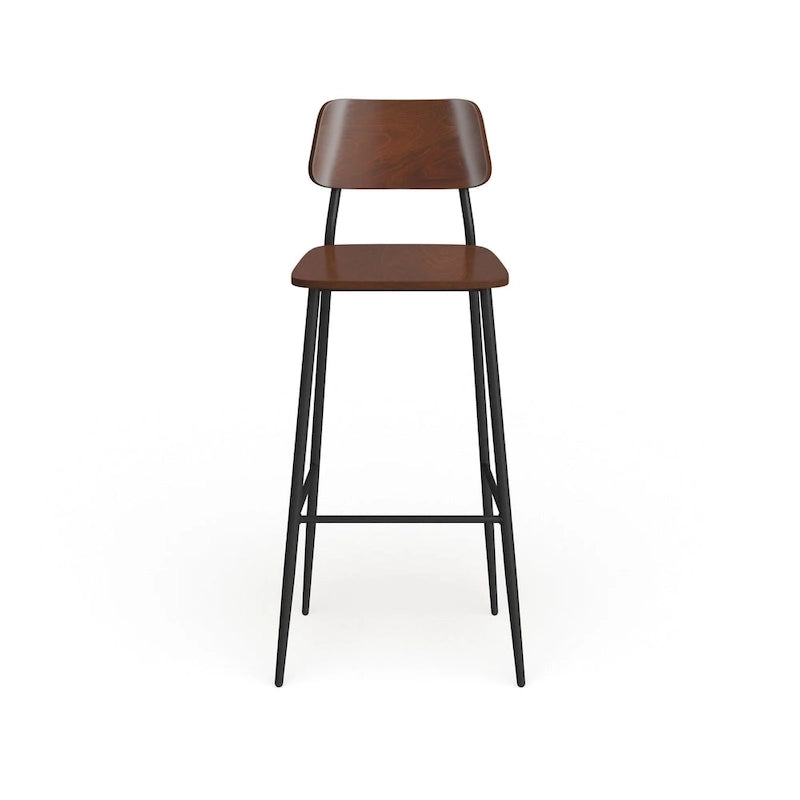 Industrial Barstool with Steel Frame and Rustic Wood Seat