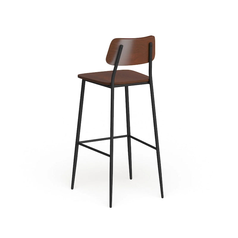 Industrial Barstool with Steel Frame and Rustic Wood Seat
