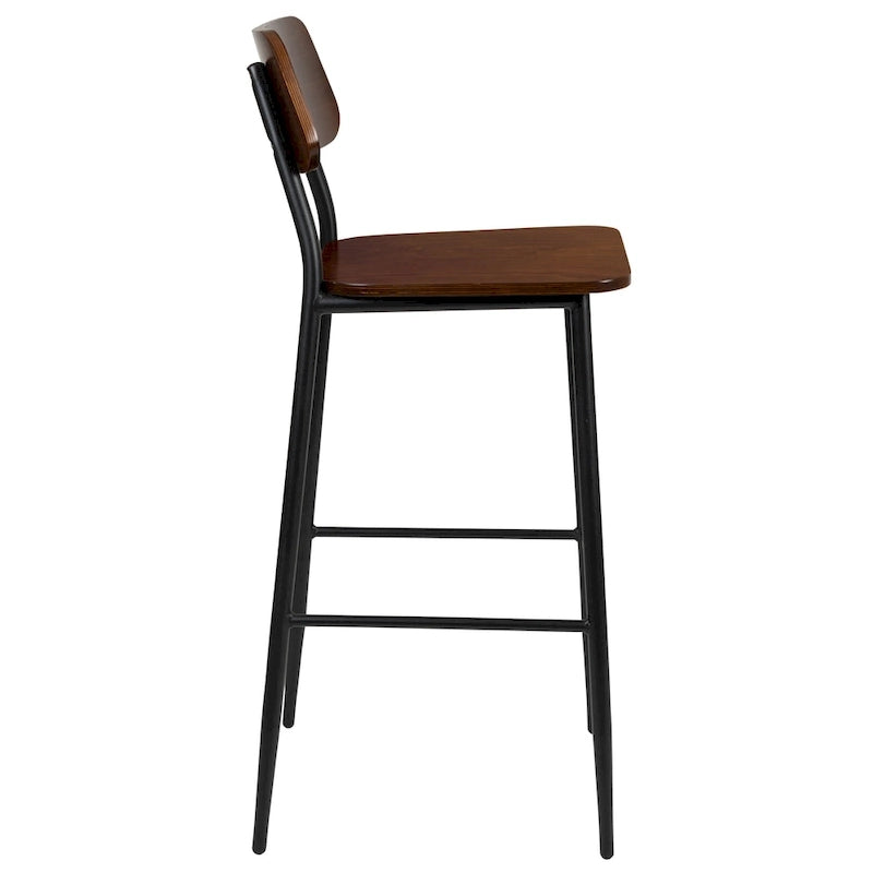 Industrial Barstool with Steel Frame and Rustic Wood Seat