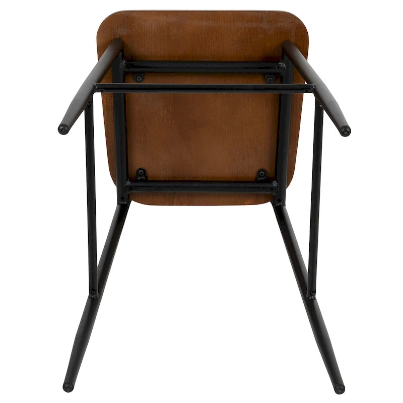 Industrial Barstool with Steel Frame and Rustic Wood Seat
