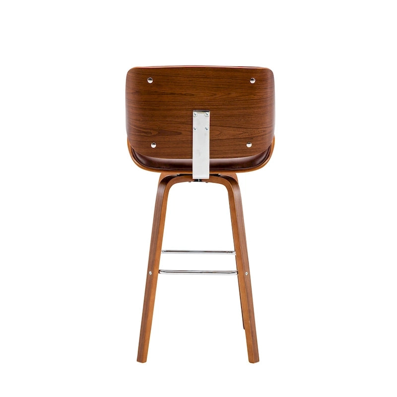 Porthos Home Ori Swivel Counter Stool, PU Leather, Wooden Legs with Footrest