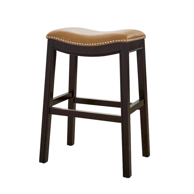 Julian 26 Counter Height Espresso Bar Stool with Tan Faux Leather Seat