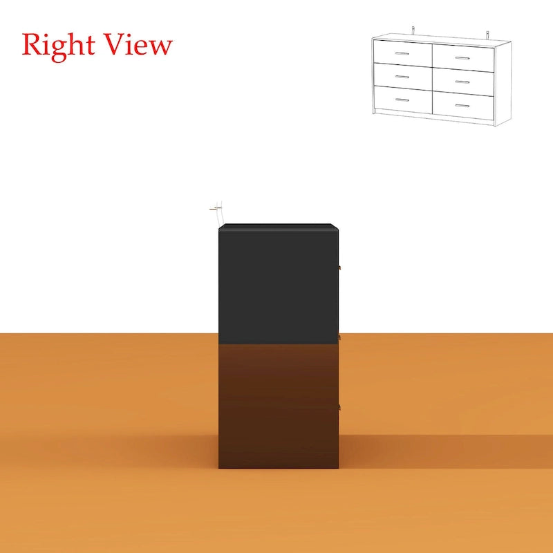 55.1 Modern 6-Drawer Bedroom Dresser Glossy Finish Chest Of Drawers