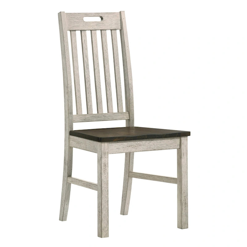 Derry Farmhouse Antique White Wood Slatted Backs Dining Chairs by Furniture of America (Set of 2)
