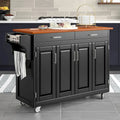 Copper Grove Puff Island Black Finish with Oak Top Kitchen Cart