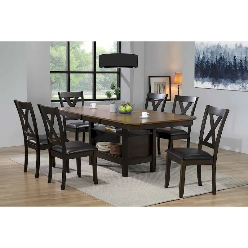 7 - Piece Solid Wood Dining Set With Storage Veneer Top
