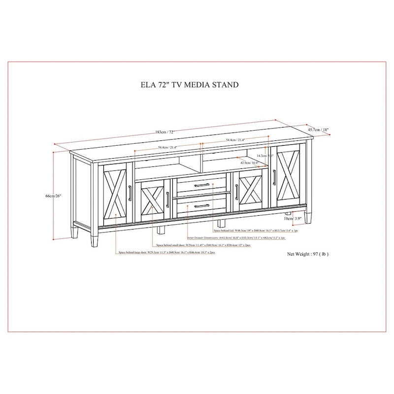 WYNDENHALL Cantina SOLID WOOD 72 inch Wide Transitional TV Media Stand in Smoky Brown For TVs up to 80 inches