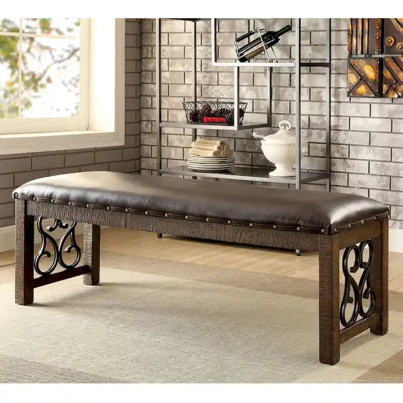 Tood Traditional Faux Leather Dining Bench by Furniture of America