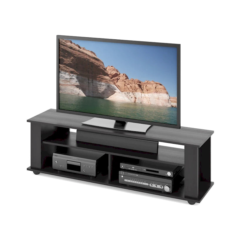 Bakersfield Black Wooden TV Stand, for TVs up to 75