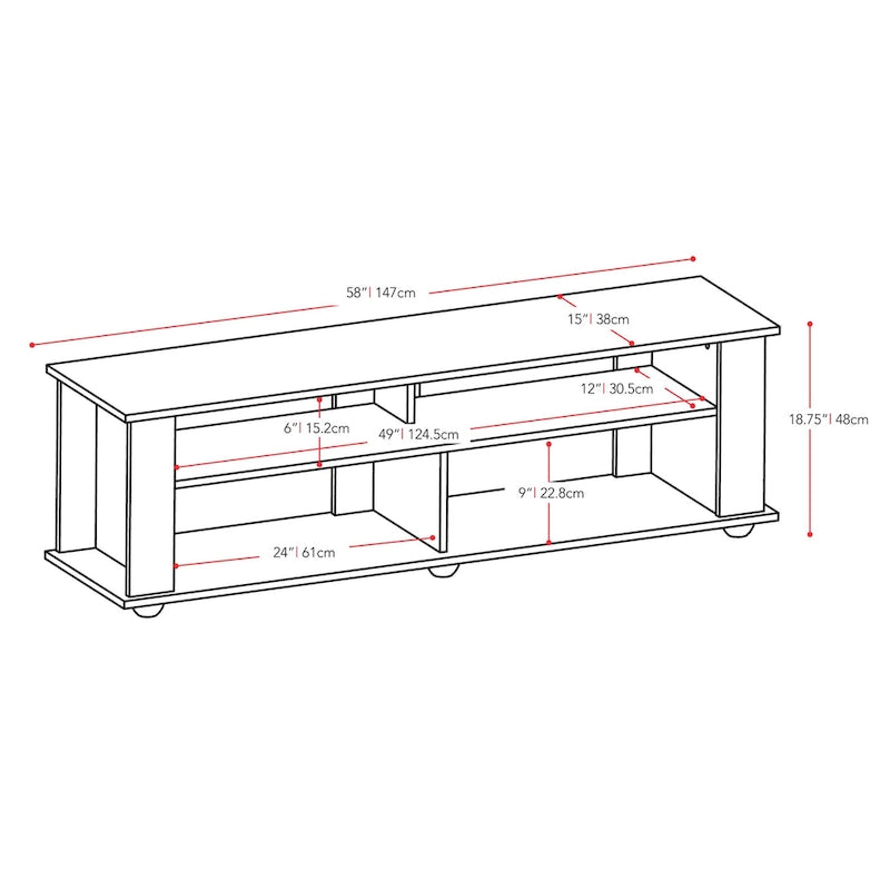 Bakersfield Black Wooden TV Stand, for TVs up to 75