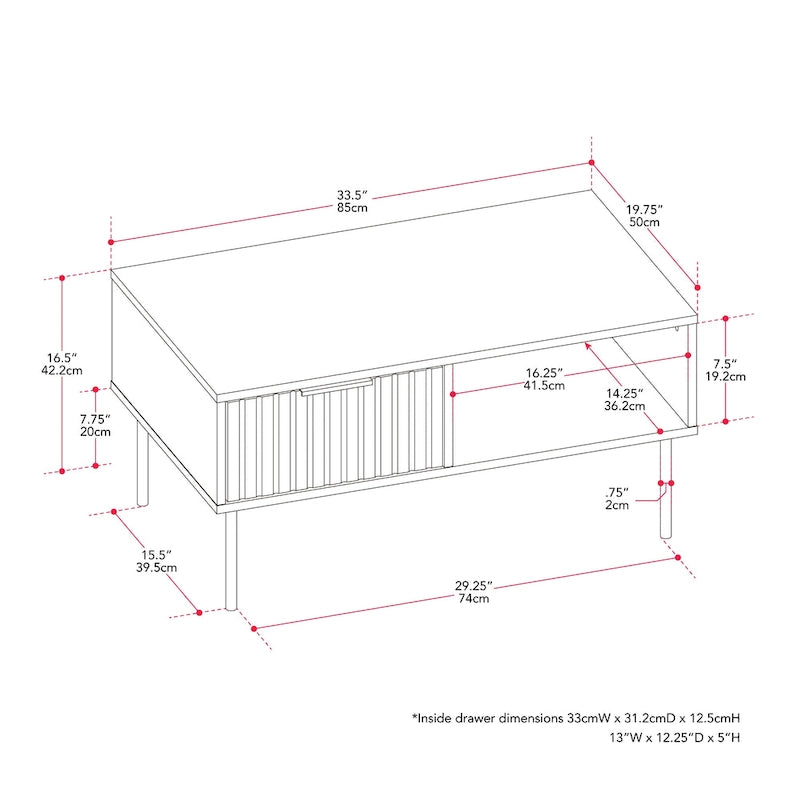 Alexander Fluted Coffee Table with Drawer