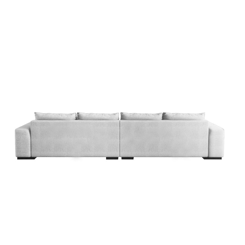 Light Grey Linen Feather Filled L-shaped Reversible Sectional Sofa