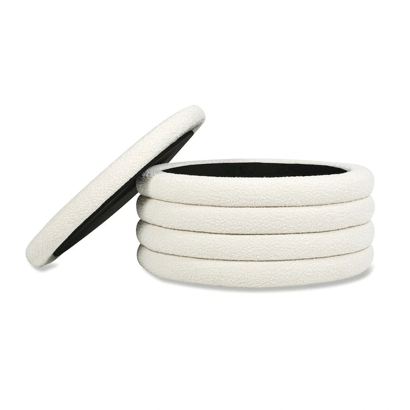 Fuji 36 Boucle Sherpa Round Upholstered Storage Cocktail Ottoman