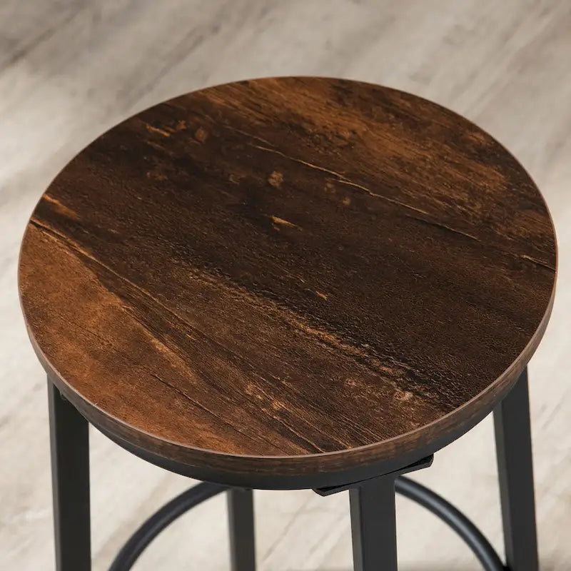 HOMCOM Industrial 5-Piece Bar Table and Chairs Set, Space Saving Dining Table with 4 Stools for Pub and Kitchen, Black & Brown