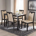 Contemporary Beige Faux Leather 5-Piece Dining Set by Baxton Studio
