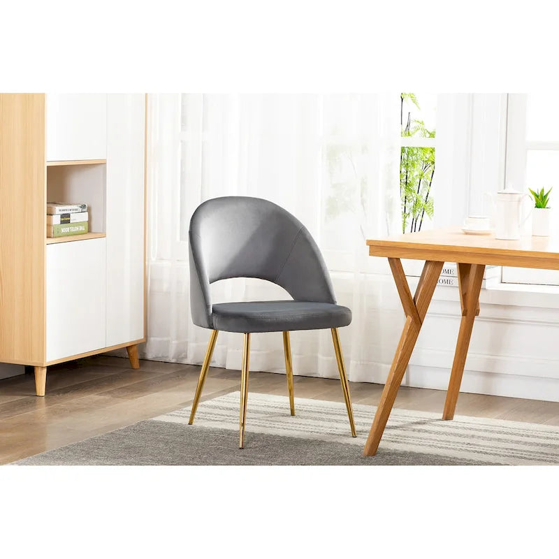 Porthos Home Batia Velvet Dining Chairs w/ Goldtone Metal Legs (Set of 2)