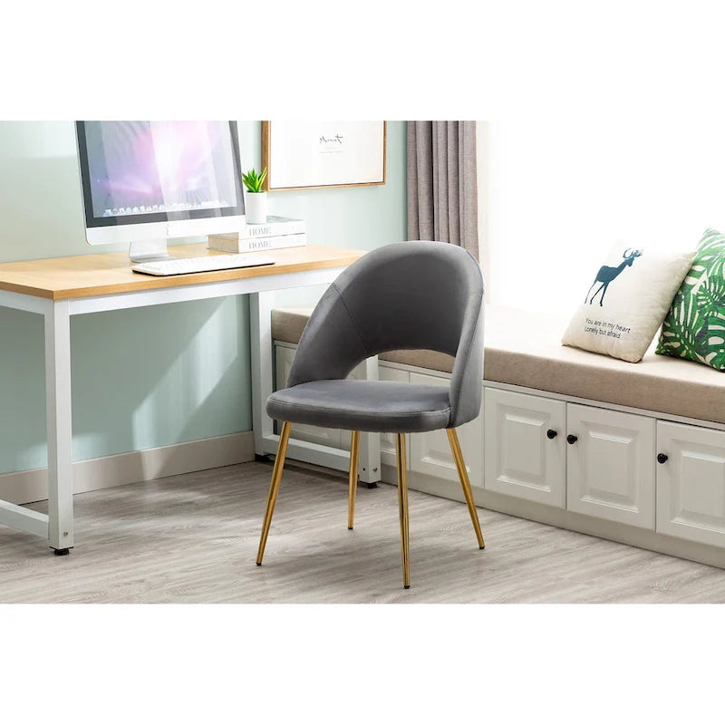 Porthos Home Batia Velvet Dining Chairs w/ Goldtone Metal Legs (Set of 2)